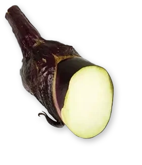 Abbildung einer angeschnittenen Aubergine